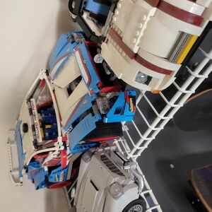 Lego Blue and White Rally Car.